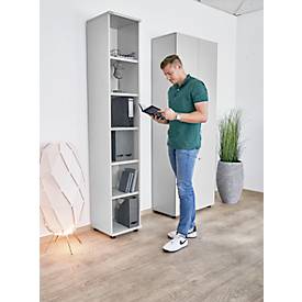 Schäfer Shop Genius Regal TETRIS WOOD, 6 OH, Höhe inkl. Gleiter, B 400 mm, lichtgrau