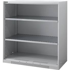 Schäfer Shop Genius Regalschrank FS, Stahl, mit Belüftungslöchern, B 1055 x T 520 x H 1105 mm, 3 OH, Weißalu, bis 300 kg