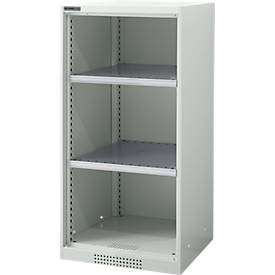 Schäfer Shop Genius Regalschrank FS, Stahl, mit Belüftungslöchern, B 545 x T 520 x H 1105 mm, 3 OH, Lichtgrau, bis 150 kg