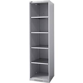 Schäfer Shop Genius Regalschrank FS, Stahl, mit Belüftungslöchern, B 545 x T 520 x H 1950 mm, 5 OH, Weißalu, bis 250 kg 