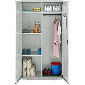 Schäfer Shop Genius Reinigungsmittelschrank FS, modular, abschließbar, mit Mittelwand, 4 Fachböden, bis 450 kg, B 1055 x