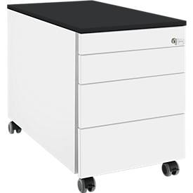 Schäfer Shop Genius Rollcontainer 1233, 3 Schubladen, Utensilienauszug, B 435 x T 765 x H 567 mm, weiß/graphit