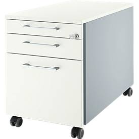 Schäfer Shop Genius Rollcontainer 126, mit Griff eckig, B 435 x H 577 mm, weißalu/weißalu/weiß