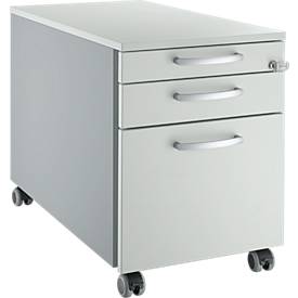Schäfer Shop Genius Rollcontainer 126, mit Griff rund, B 435 x H 577 mm, lichtgrau/weißalu