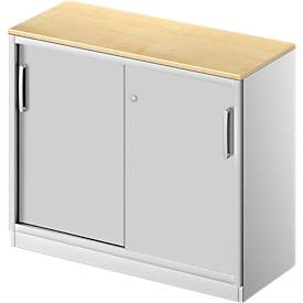 Schäfer Shop Genius Schiebetürenschrank TETRIS SOLID, 2 OH, B 1000 mm, inkl. 19 mm Abdeckplatte, Ahorn-Dekor/weißalu