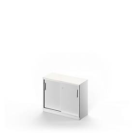 Schäfer Shop Genius Schiebetürenschrank TETRIS SOLID, 2 OH, B 1000 mm, inkl. 19 mm Abdeckplatte, weiß/weißalu