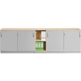 Schäfer Shop Genius Schiebetürenschrank TETRIS SOLID, 2 OH, B 1200 mm, inkl. 19 mm Abdeckplatte, Ahorn-Dekor/weißalu