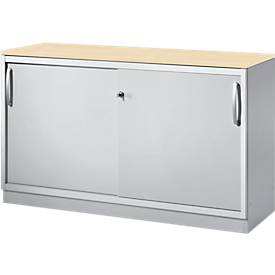 Schäfer Shop Genius Schiebetürenschrank TETRIS SOLID, 2 OH, B 1200 x H 818 mm, Mitteltrennwand, 19 mm Abdeckplatte, Ahorn/weißalu 