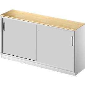 Schäfer Shop Genius Schiebetürenschrank TETRIS SOLID, 2 OH, B 1600 mm, inkl. 19 mm Abdeckplatte, Ahorn-Dekor/weißalu