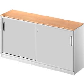 Schäfer Shop Genius Schiebetürenschrank TETRIS SOLID, 2 OH, B 1600 mm, inkl. 19 mm Abdeckplatte, Buche-Dekor/weißalu