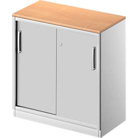 Schäfer Shop Genius Schiebetürenschrank TETRIS SOLID, 2 OH, B 800 mm, inkl. 19 mm Abdeckplatte, Buche-Dekor/weißalu