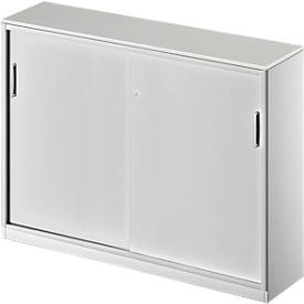 Schäfer Shop Genius Schiebetürenschrank TETRIS SOLID, 3 OH, Mitteltrennwand, B 1600 x T 413 x H 1170 mm, lichtgrau/weißalu