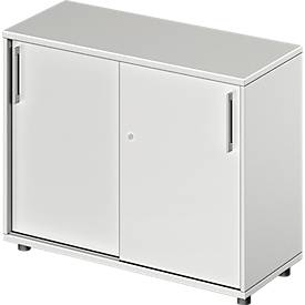 Schäfer Shop Genius Schiebetürenschrank TETRIS WOOD, 2 OH, B 1000 mm, Höhe inkl. Gleiter, lichtgrau