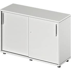 Schäfer Shop Genius Schiebetürenschrank TETRIS WOOD, 2 OH, B 1200 mm, Höhe inkl. Gleiter, lichtgrau