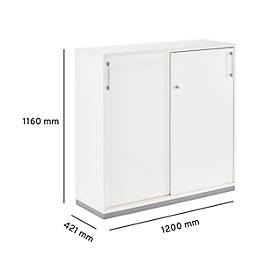 Schäfer Shop Genius Schiebetürenschrank TETRIS WOOD, 3 OH, B 1200 mm, inkl. Stahlsockel, weiß