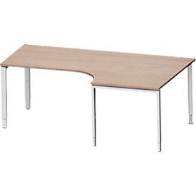 Schäfer Shop Genius Schreibt. 90° li, 4-F, Winkelschreibtisch MODENA FLEX 90°,Ansatz rechts, B 2000 mm, Eiche-Dekor