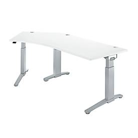 Schäfer Shop Genius Schreibtisch 135° Planova Ergostyle , Ansatz links, man. höheneinstellbar, B 2165 x T 800 mm , weiß/weißalu 