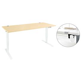 Schäfer Shop Genius Schreibtisch Aero Flex, elektrisch höhenverstellbar, B 1600 x T 800 x H 620-1280 mm, Ahorn/weiß + Kabelkanal