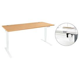 Schäfer Shop Genius Schreibtisch Aero Flex, elektrisch höhenverstellbar, B 1600 x T 800 x H 620-1280 mm, Buche/weiß + Kabelkanal