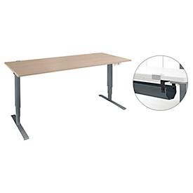 Schäfer Shop Genius Schreibtisch Aero Flex, elektrisch höhenverstellbar, B 1600 x T 800 x H 620-1280 mm, Eiche/anthrazit + Kabelkanal