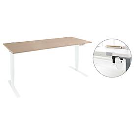 Schäfer Shop Genius Schreibtisch Aero Flex, elektrisch höhenverstellbar, B 1600 x T 800 x H 620-1280 mm, Eiche/weiß+ Kabelkanal