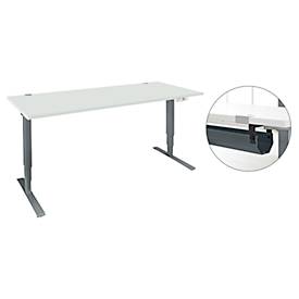 Schäfer Shop Genius Schreibtisch Aero Flex, elektrisch höhenverstellbar, B 1600 x T 800 x H 620-1280 mm, lichtgrau/anthrazit + Kabelkanal