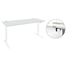 Schäfer Shop Genius Schreibtisch Aero Flex, elektrisch höhenverstellbar, B 1600 x T 800 x H 620-1280 mm, lichtgrau/weiß + Kabelkanal