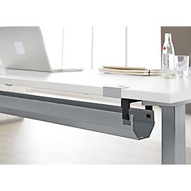 Schäfer Shop Genius Schreibtisch Aero Flex, elektrisch höhenverstellbar, B 1600 x T 800 x H 620-1280 mm, lichtgrau/weißalu + Kabelkanal