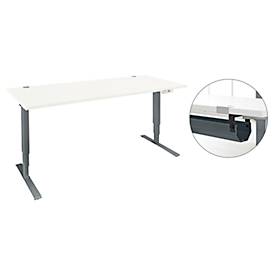 Schäfer Shop Genius Schreibtisch Aero Flex, elektrisch höhenverstellbar, B 1600 x T 800 x H 620-1280 mm, weiß/anthrazit + Kabelkanal