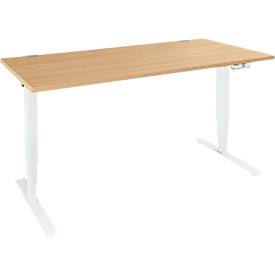 Schäfer Shop Genius Schreibtisch AERO FLEX, elektrisch höhenverstellbar, Rechteck, T-Fuß, B 1200 mm, Buche/weiß + Memorypanel