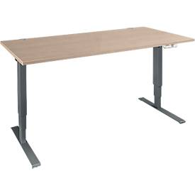 Schäfer Shop Genius Schreibtisch AERO FLEX, elektrisch höhenverstellbar, Rechteck, T-Fuß, B 1200 mm, Eiche/anthrazit + Memorypanel