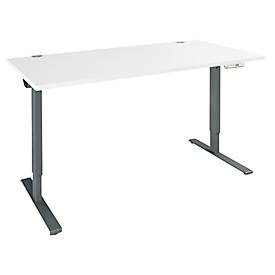 Schäfer Shop Genius Schreibtisch AERO FLEX, elektrisch höhenverstellbar, Rechteck, T-Fuß, B 1200 mm, weiß/antharzit + Memorypanel