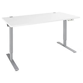 Schäfer Shop Genius Schreibtisch AERO FLEX, elektrisch höhenverstellbar, Rechteck, T-Fuß, B 1200 x T 800 x H 620-1280 mm, weiß/weißalu