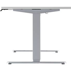 Schäfer Shop Genius Schreibtisch AERO FLEX, elektrisch höhenverstellbar, Rechteck, T-Fuß, B 1600 mm, lichtgrau/weißalu