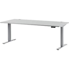 Schäfer Shop Genius Schreibtisch AERO FLEX, elektrisch höhenverstellbar, Rechteck, T-Fuß, B 1600 mm, lichtgrau/weißalu