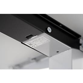 Schäfer Shop Genius Schreibtisch AERO FLEX, elektrisch höhenverstellbar, Rechteck, T-Fuß, B 1600 mm, lichtgrau/weißalu
