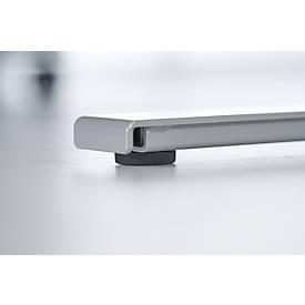 Schäfer Shop Genius Schreibtisch AERO FLEX, elektrisch höhenverstellbar, Rechteck, T-Fuß, B 1600 mm, lichtgrau/weißalu