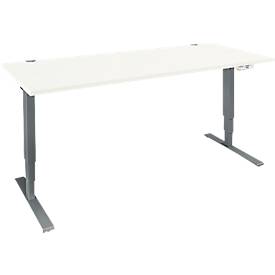 Schäfer Shop Genius Schreibtisch AERO FLEX, elektrisch höhenverstellbar, Rechteck, T-Fuß, B 1600 mm, weiß/antharzit + Memorypanel