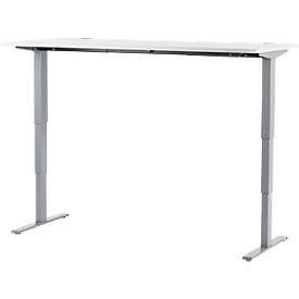 Schäfer Shop Genius Schreibtisch AERO FLEX, elektrisch höhenverstellbar, Rechteck, T-Fuß, B 1600 x T 800 x H 620-1280 mm, weiß/weißalu