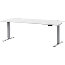Schäfer Shop Genius Schreibtisch AERO FLEX, elektrisch höhenverstellbar, Rechteck, T-Fuß, B 1600 x T 800 x H 620-1280 mm, weiß/weißalu