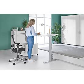 Schäfer Shop Genius Schreibtisch AERO FLEX, elektrisch höhenverstellbar, Rechteck, T-Fuß, B 1600 x T 800 x H 620-1280 mm, weiß/weißalu
