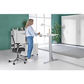 Schäfer Shop Genius Schreibtisch AERO FLEX, elektrisch höhenverstellbar, Rechteck, T-Fuß, B 1600 x T 800 x H 620-1280 mm, weiß/weißalu