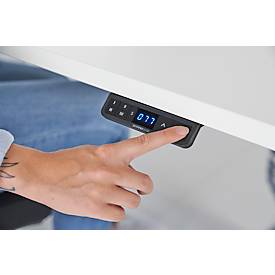 Schäfer Shop Genius Schreibtisch AERO FLEX, elektrisch höhenverstellbar, Rechteck, T-Fuß, B 1600 x T 800 x H 620-1280 mm, weiß/weißalu