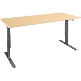 Schäfer Shop Genius Schreibtisch AERO FLEX, elektrisch höhenverstellbar, Rechteck, T-Fuß, B 1800 mm, Ahorn/anthrazit + Memorypanel