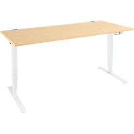 Schäfer Shop Genius Schreibtisch AERO FLEX, elektrisch höhenverstellbar, Rechteck, T-Fuß, B 1800 mm, Ahorn/weiß + Memorypanel
