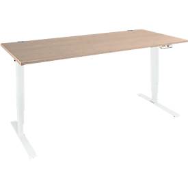 Schäfer Shop Genius Schreibtisch AERO FLEX, elektrisch höhenverstellbar, Rechteck, T-Fuß, B 1800 mm, Eiche/weiß + Memorypanel