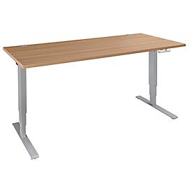 Schäfer Shop Genius Schreibtisch AERO FLEX, elektrisch höhenverstellbar, Rechteck, T-Fuß, B 1800 mm, Kirsche Romana/weißalu