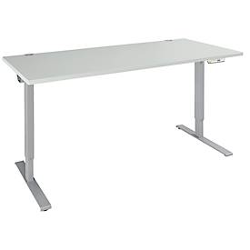 Schäfer Shop Genius Schreibtisch AERO FLEX, elektrisch höhenverstellbar, Rechteck, T-Fuß, B 1800 mm, lichtgrau/weißalu
