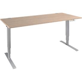 Schäfer Shop Genius Schreibtisch AERO FLEX, elektrisch höhenverstellbar, Rechteck, T-Fuß, B 1800 x T 800 x H 620-1280 mm, Eiche/weißalu + Memorypanel