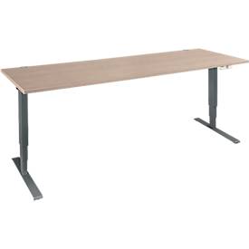 Schäfer Shop Genius Schreibtisch AERO FLEX, elektrisch höhenverstellbar, Rechteck, T-Fuß, B 2000 mm, Eiche/anthrazit + Memorypanel